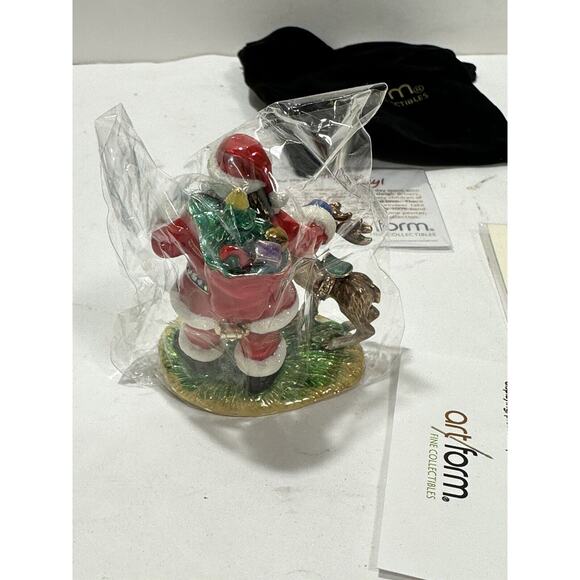 Art Form Santa Clause Reindeer Training Day Rhinestone Trinket Box 3" - Picture 4 of 8